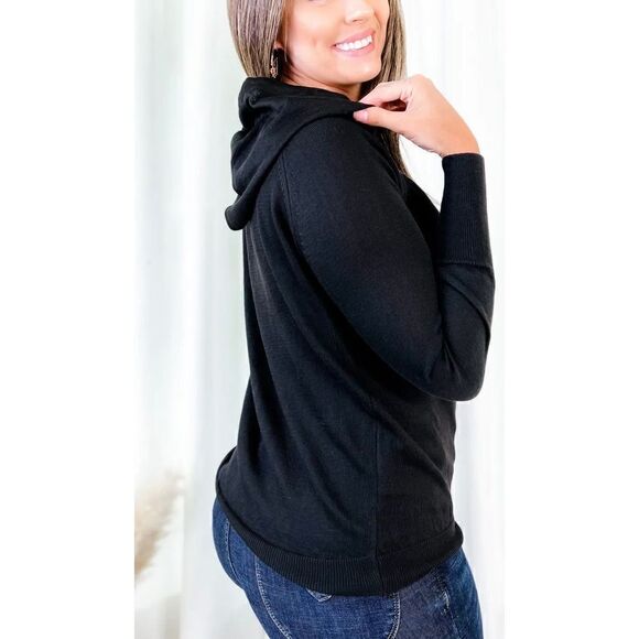 Black with white Star Print Long Sleeve Hooded Sweater size 2XL/3XL NWT - Picture 14 of 14